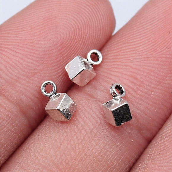 40pcs 3x3mm Antique Silver Color Small Cube Charms Pendant For Jewelry Making DIY Jewelry Findings ef4727