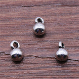 WYSIWYG 40pcs 4x6mm Small Ball Necklace Tail Beads Charms For Jewelry Making Antique Silver Color Jewelry Accessories
