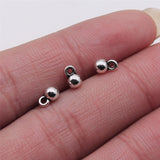 WYSIWYG 40pcs 4x6mm Small Ball Necklace Tail Beads Charms For Jewelry Making Antique Silver Color Jewelry Accessories