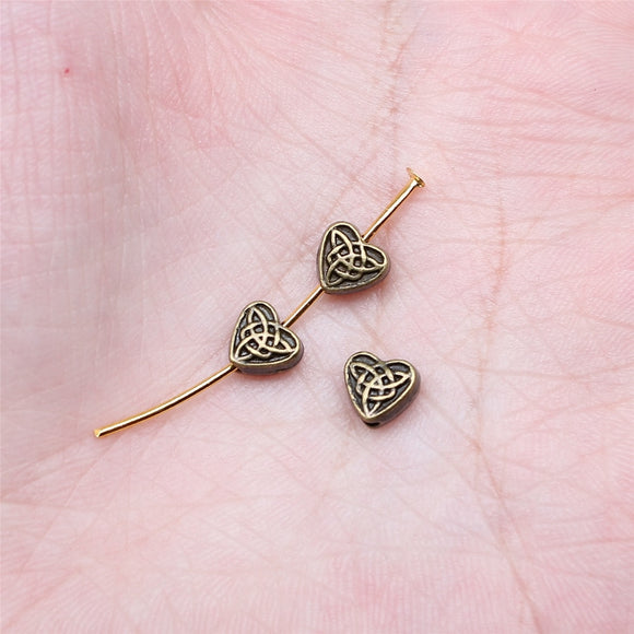 WYSIWYG 40pcs 5.5x6.5mm Antique Bronze Color Celtic Knot Heart Beads For Jewelry Making