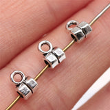 WYSIWYG 40pcs 5x4mm Bail Beads Fit Charm Bracelet Findings Jewelry Making Antique Silver Color Beads Bails Charm