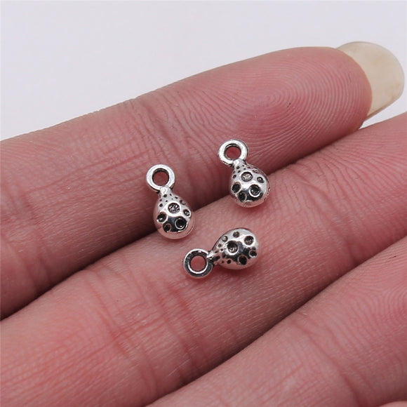 WYSIWYG 40pcs 5x9mm Twisted Small Water Drop Necklace Tail Charms For Jewelry Making Antique Silver Color Jewelry Accessories