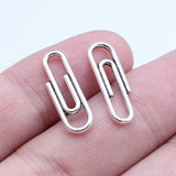WYSIWYG 40pcs 6x20mm Antique Silver Color Pin Paperclip Charms Pendant For DIY Jewelry Making Handmade Jewelry Craft Findings
