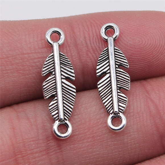 WYSIWYG 40pcs 6x22mm Feather Connector Charms Pendants For Jewelry Making DIY Jewelry Findings Jewelry Accessories