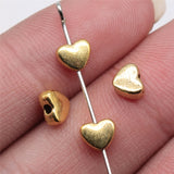 WYSIWYG 40pcs 6x5mm Antique Silver Color Heart Charms Beads Heart Beads Charms Pursuit Heart Small Hole Beads EF3835