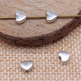 WYSIWYG 40pcs 6x5mm Antique Silver Color Heart Charms Beads Heart Beads Charms Pursuit Heart Small Hole Beads EF3835
