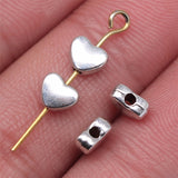 WYSIWYG 40pcs 6x5mm Antique Silver Color Heart Charms Beads Heart Beads Charms Pursuit Heart Small Hole Beads EF3835