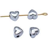 WYSIWYG 40pcs 6x6mm Antique Silver Color Heart Charms Beads Heart Beads Charms Zinc Alloy Heart Small Hole Beads