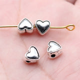 WYSIWYG 40pcs 6x6mm Antique Silver Color Heart Charms Beads Heart Beads Charms Zinc Alloy Heart Small Hole Beads