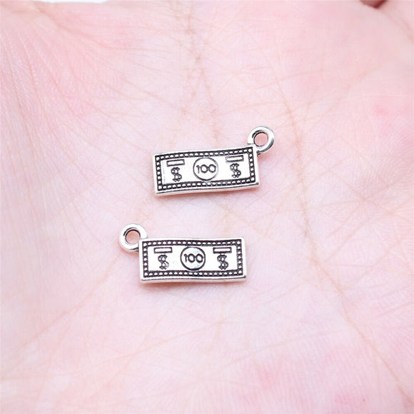 WYSIWYG 40pcs 7x15mm Antique Silver Color Dollar Charms For Jewelry Making