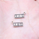 WYSIWYG 40pcs 7x15mm Antique Silver Color Dollar Charms For Jewelry Making