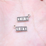 WYSIWYG 40pcs 7x15mm Antique Silver Color Dollar Charms For Jewelry Making