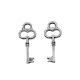 WYSIWYG 40pcs 7x17mm Key Charms Pendant For Jewelry Making Antique Silver Color Alloy Jewelry Accessories