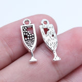 WYSIWYG 40pcs 7x20mm Antique Silver Color Wine Glass Charms Pendant For DIY Jewelry Making Handmade Jewelry Craft Findings