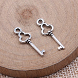 WYSIWYG 40pcs 7x22mm Antique Silver Color Small Key Charms Pendant For DIY Jewelry Making Handmade Jewelry Craft Findings