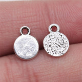 WYSIWYG 40pcs 8x10mm Small Disc Pendant Charms Antique Silver Color For Jewelry Making Zinc Alloy Jewelry Findings