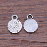 WYSIWYG 40pcs 8x10mm Small Disc Pendant Charms Antique Silver Color For Jewelry Making Zinc Alloy Jewelry Findings