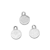 WYSIWYG 40pcs 8x10mm Small Disc Pendant Charms Antique Silver Color For Jewelry Making Zinc Alloy Jewelry Findings