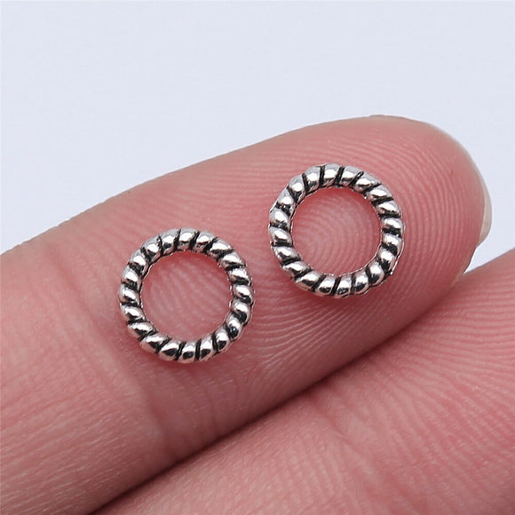 WYSIWYG 40pcs 8x8mm Antique Silver Color Antique Gold Color Circle Charms For Jewelry Making DIY Jewelry Findings EF3850