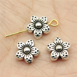WYSIWYG 40pcs 8x8x4mm Flower Charms Beads Antique Silver Color Flower Charms Spacer Beads Flower Spacer Beads Charm EF3808