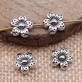 WYSIWYG 40pcs 8x8x4mm Flower Charms Beads Antique Silver Color Flower Charms Spacer Beads Flower Spacer Beads Charm EF3808