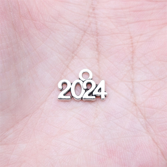 WYSIWYG 40pcs 9x14mm Antique Silver Color Year 2024 Charms For Jewelry Making Ef3904