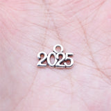 WYSIWYG 40pcs 9x14mm Antique Silver Color Year 2025 Charms For Jewelry Making