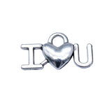 WYSIWYG 40pcs 9x17mm Antique Silver Color I Love U Charms Pendant For DIY Jewelry Making Handmade Jewelry Craft Findings