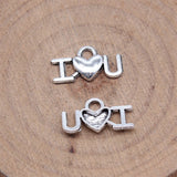WYSIWYG 40pcs 9x17mm Antique Silver Color I Love U Charms Pendant For DIY Jewelry Making Handmade Jewelry Craft Findings