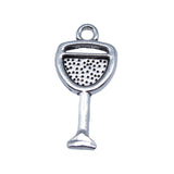 WYSIWYG 40pcs 9x20mm Antique Silver Color Highball Wine Glass Charms Pendant For DIY Jewelry Making