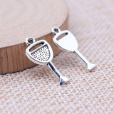 WYSIWYG 40pcs 9x20mm Antique Silver Color Highball Wine Glass Charms Pendant For DIY Jewelry Making