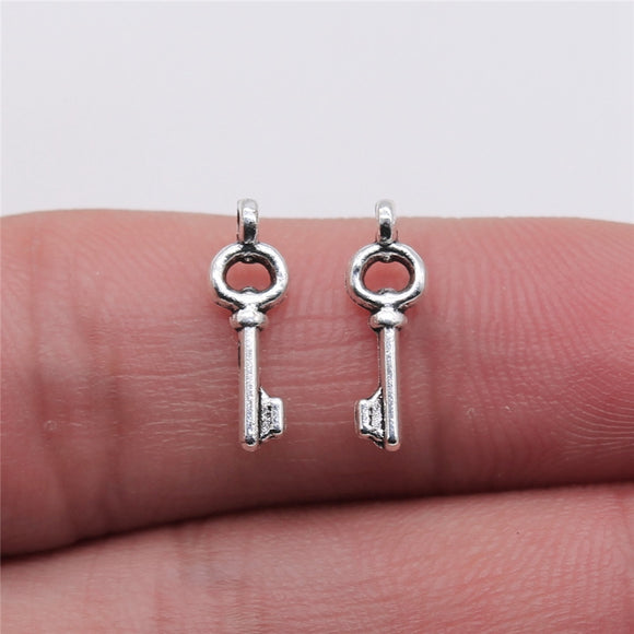 WYSIWYG 40pcs Antique Silver Color 5x14mm Key Charms Pendant For Jewelry Making Diy Jewelry Findings