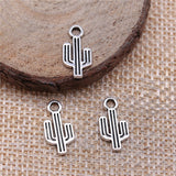 WYSIWYG 40pcs Cactus Connector Charms DIY Alloy Jewelry Findings Antique Silver Color 7x15mm