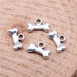 WYSIWYG 40pcs Charms 10x7mm Dog Bone Charms For Jewelry Making DIY Jewelry Findings Antique Silver Color Alloy Charms Pendant