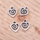 WYSIWYG 40pcs Charms 10x7mm Swirl Heart Charms For Jewelry Making DIY Jewelry Findings Antique Silver Color Alloy Charms Pendant