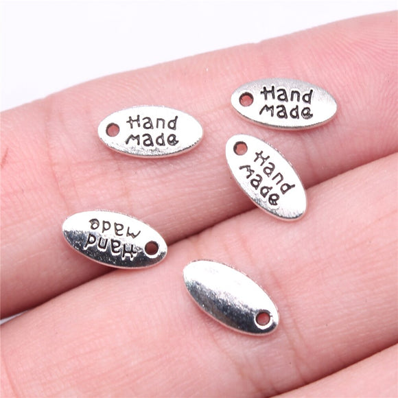 WYSIWYG 40pcs Charms 11x6mm Hand Made Charms For Jewelry Making DIY Jewelry Findings Antique Silver Color Alloy Charms Pendant
