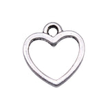 WYSIWYG 40pcs Charms 12x11mm Hollow Heart Charms For Jewelry Making DIY Jewelry Findings Antique Silver Color Alloy Charm