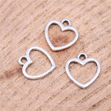 WYSIWYG 40pcs Charms 12x11mm Hollow Heart Charms For Jewelry Making DIY Jewelry Findings Antique Silver Color Alloy Charm