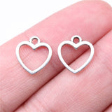 WYSIWYG 40pcs Charms 12x11mm Hollow Heart Charms For Jewelry Making DIY Jewelry Findings Antique Silver Color Alloy Charm