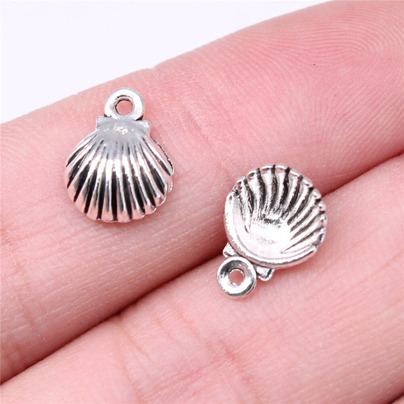 WYSIWYG 40pcs Charms 12x9mm Shell Charms For Jewelry Making DIY Jewelry Findings Antique Silver Color Alloy Charms Pendant