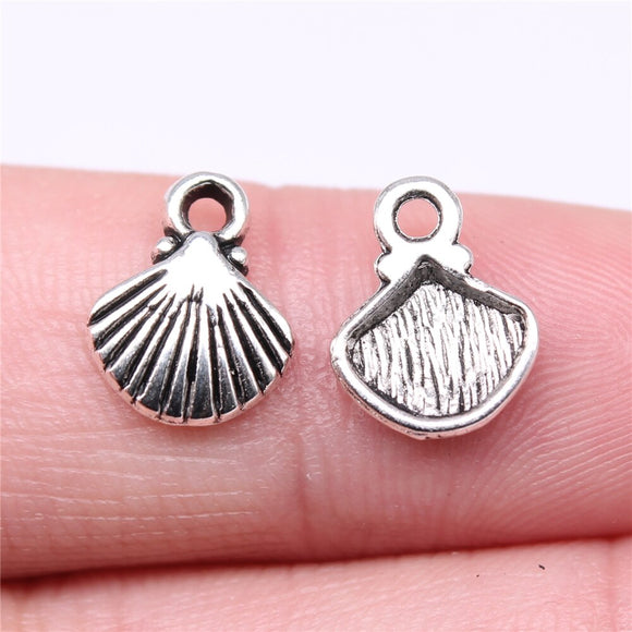 WYSIWYG 40pcs Charms 12x9mm Shell Charms For Jewelry Making DIY Jewelry Findings Antique Silver Color