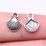 WYSIWYG 40pcs Charms 12x9mm Shell Charms For Jewelry Making DIY Jewelry Findings Antique Silver Color