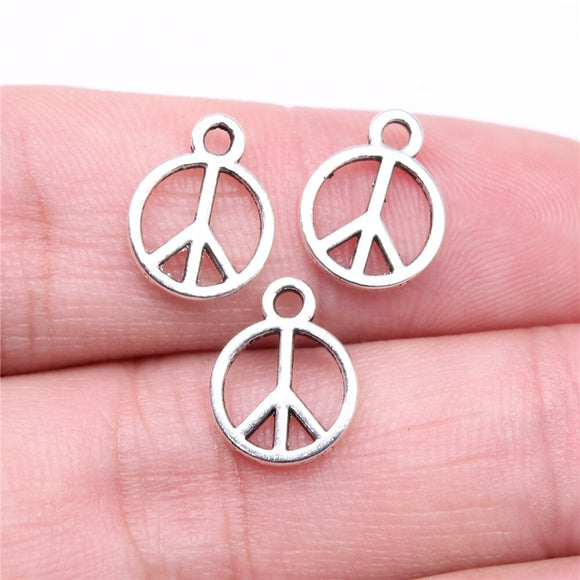 WYSIWYG 40pcs Charms 13x10mm Peace Symbol Charms For Jewelry Making DIY Jewelry Findings Antique Silver Color Alloy Charms