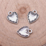 WYSIWYG 40pcs Charms 13x9mm Heart Charms For Jewelry Making DIY Jewelry Findings Antique Silver Color Alloy Charms Pendant