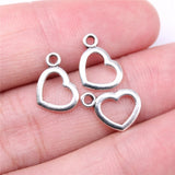 WYSIWYG 40pcs Charms 13x9mm Hollow Heart Charms For Jewelry Making DIY Jewelry Findings Antique Silver Color Alloy Charms