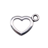 WYSIWYG 40pcs Charms 13x9mm Hollow Heart Charms For Jewelry Making DIY Jewelry Findings Antique Silver Color Alloy Charms