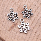WYSIWYG 40pcs Charms 14x10mm Flower Charms For Jewelry Making DIY Jewelry Findings Antique Silver Color Alloy Charms Pendant