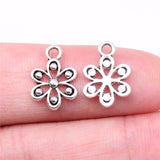 WYSIWYG 40pcs Charms 14x10mm Flower Charms For Jewelry Making DIY Jewelry Findings Antique Silver Color Alloy Charms Pendant