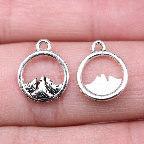 WYSIWYG 40pcs Charms 14x11mm Snow Mountain Charms For Jewelry Making DIY Jewelry Findings Antique Silver Color Alloy Charms