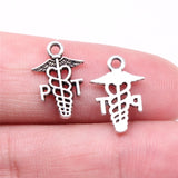 WYSIWYG 40pcs Charms 15x10mm Pt Cane Medical Symbol Charms For Jewelry Making DIY Jewelry Findings Antique Silver Color Charms